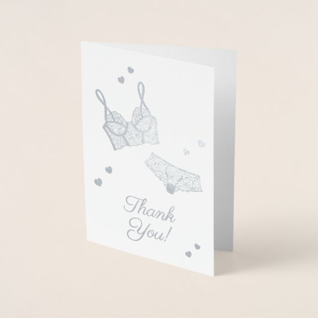 Lingerie Bridal Shower Panty Party Thank You Foil Card (Front)