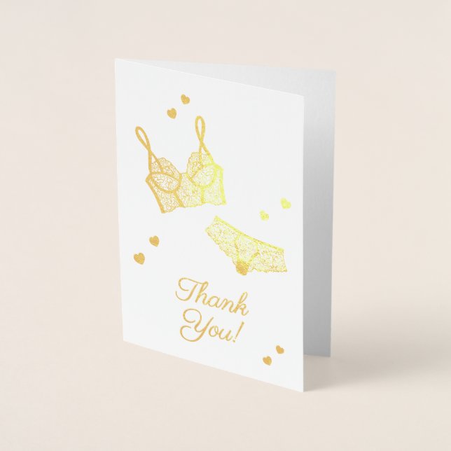 Lingerie Bridal Shower Panty Party Thank You Foil Card (Front)