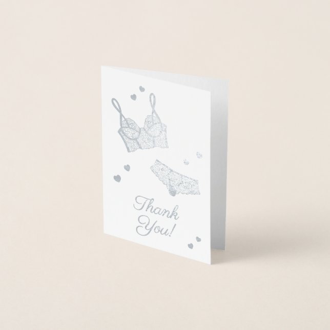 Lingerie Bridal Shower Panty Party Thank You Foil Card (Front)