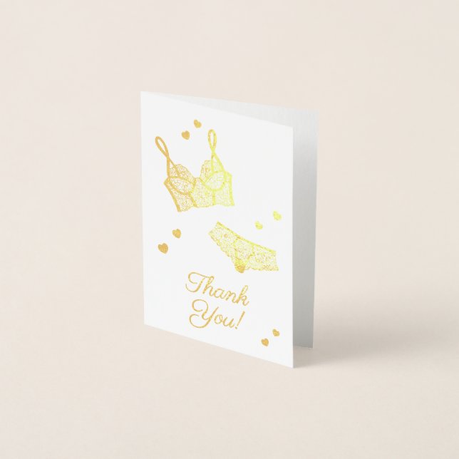 Lingerie Bridal Shower Panty Party Thank You Foil Card (Front)