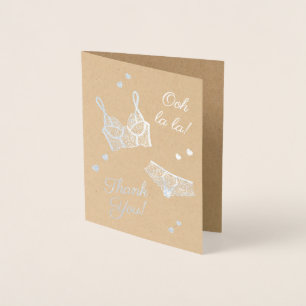 Lingerie Bridal Shower Panty Party Thank You Foil Card