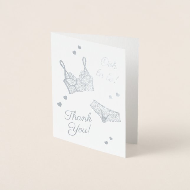 Lingerie Bridal Shower Panty Party Thank You Foil Card (Front)