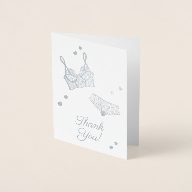 Lingerie Bridal Shower Panty Party Thank You Foil Card (Front)