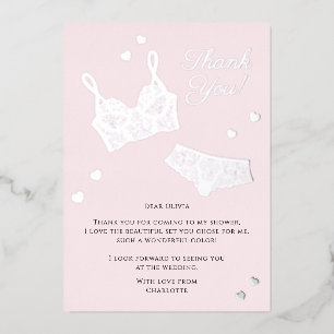Lingerie Bridal Shower Panty Party Thank You Foil Holiday Card