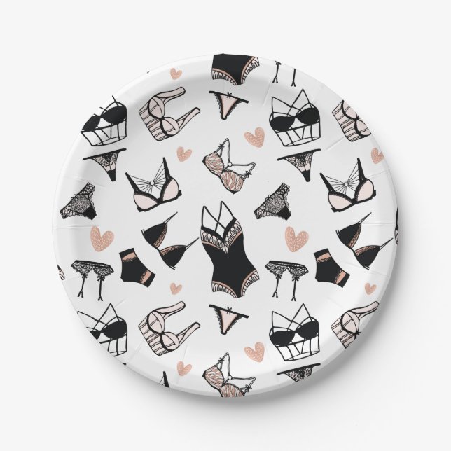 Lingerie Bridal Shower Paper Plates (Front)