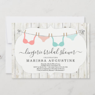 Lingerie Bridal Shower Party - Rustic Clothesline Invitation