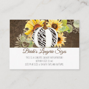 Lingerie Bridal Shower Zebra Pumpkin n Sunflowers Enclosure Card