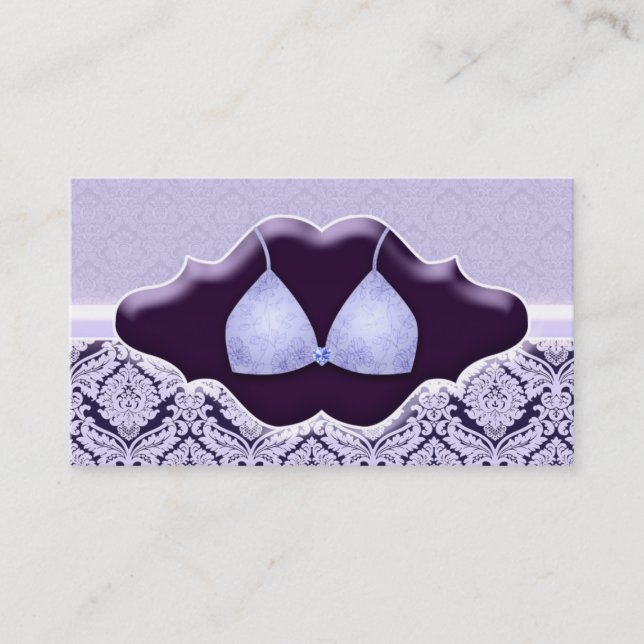 Lingerie Business Card Damask Bra Purple Mauve (Front)