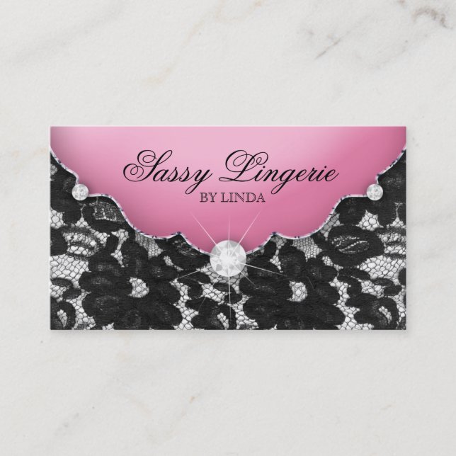 Lingerie Business Card Lace Pink Jewellery (Front)