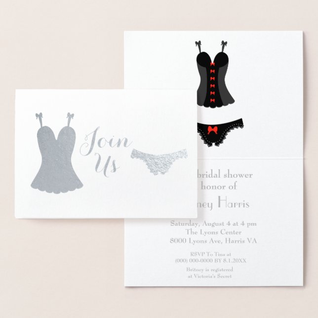 Lingerie design bridal shower foil card (Display)
