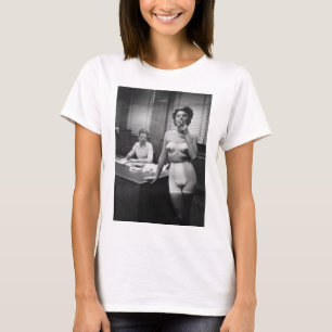 Lingerie model smoking in an office T-Shirt