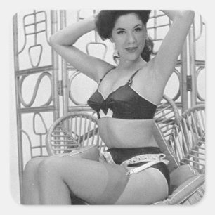 Lingerie model square sticker