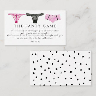 Lingerie Panties Game Bridal Shower Enclosure Card