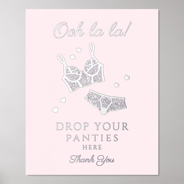 Lingerie Party Bridal Shower Drop Your Panties Foil Prints (Front)