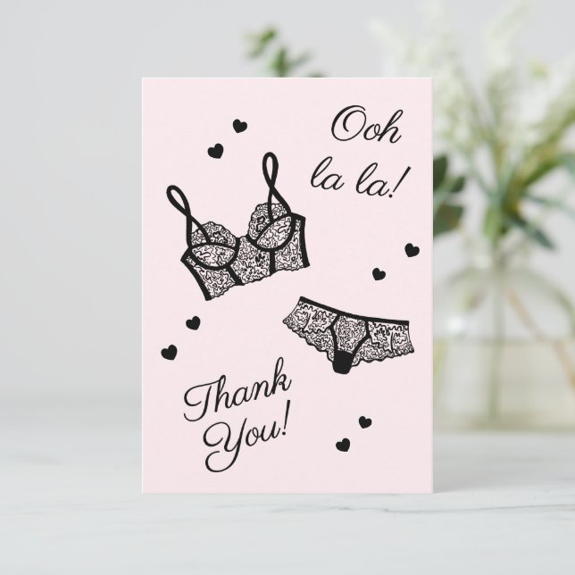 Lingerie Party Bridal Shower Panty Party Thank You Card (Standing Front)