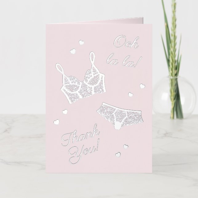 Lingerie Party Bridal Shower Panty Party Thank You Foil Greeting Card (Front)