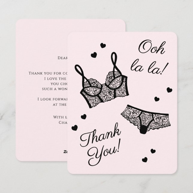 Lingerie Party Bridal Shower Panty Party Thank You Holiday Card (Front/Back)