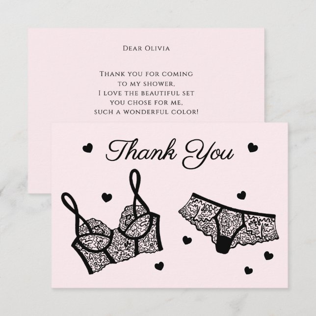 Lingerie Party Bridal Shower Photo Thank You (Front/Back)