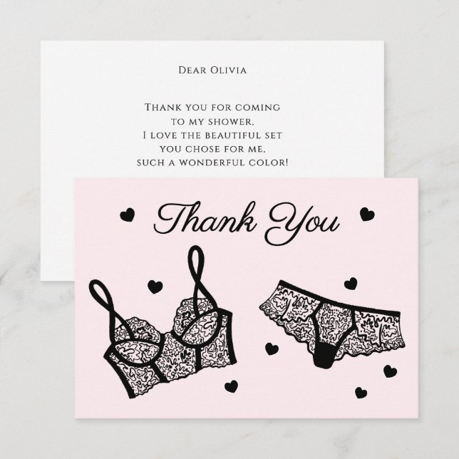 Lingerie Party Bridal Shower Photo Thank You (Front/Back)