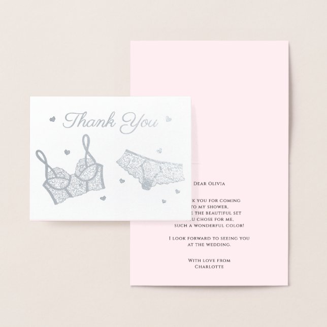Lingerie Party Bridal Shower Photo Thank You Foil Card (Display)