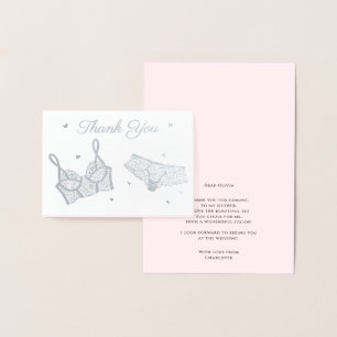 Lingerie Party Bridal Shower Photo Thank You Foil Card