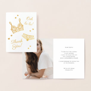 Lingerie Party Bridal Shower Photo Thank You Foil Card