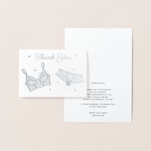 Lingerie Party Bridal Shower Photo Thank You Foil Card