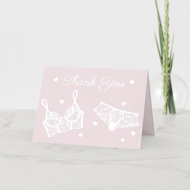 Lingerie Party Bridal Shower Photo Thank You Foil Holiday Card (Front)