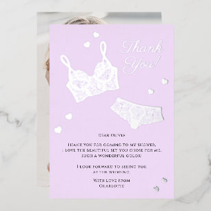 Lingerie Party Bridal Shower Photo Thank You Foil Holiday Card