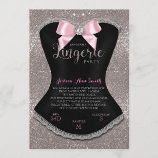 Lingerie Party invitation silver