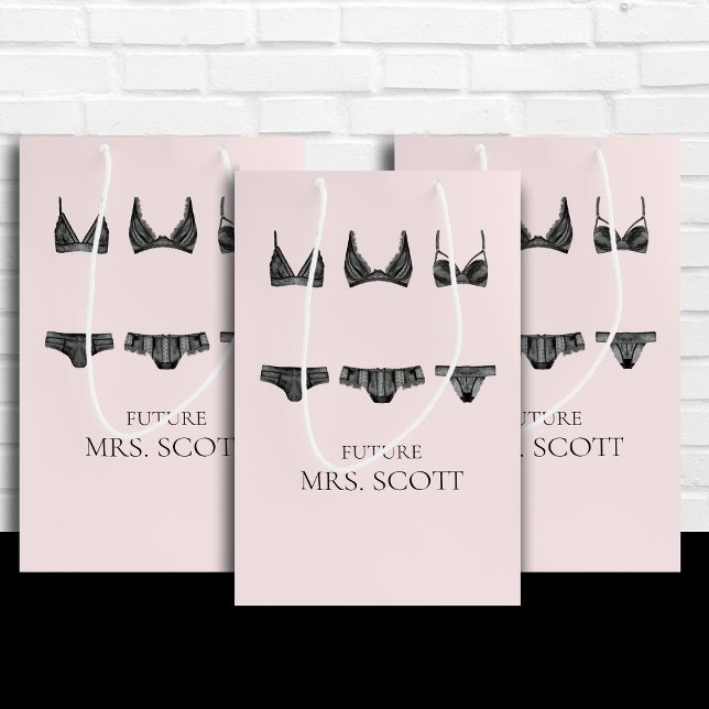 Lingerie Pink and Black Bridal Shower Medium Gift Bag (Creator Uploaded)