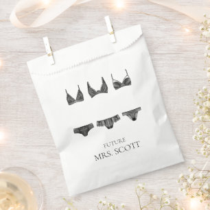 Lingerie Pink and Black Bridal Shower Medium Gift  Favour Bags