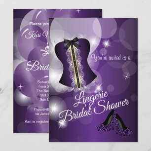 Lingerie Purple Bridal Shower Party Invitation