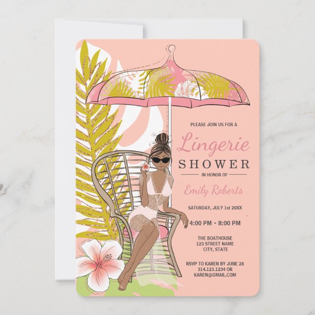 Lingerie Shower African American Bride Invitation (Front)