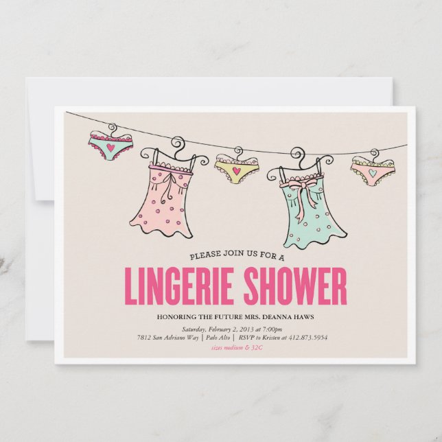 Lingerie Shower Bachelorette Party Wedding Shower Invitation (Front)