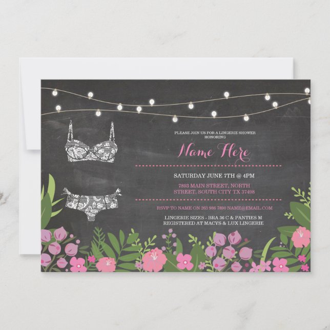 Lingerie Shower Bachelorette Pink Bridal Invite (Front)