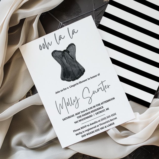 Lingerie Shower, Black and White, Bridal Shower Invitation (Creator Uploaded)