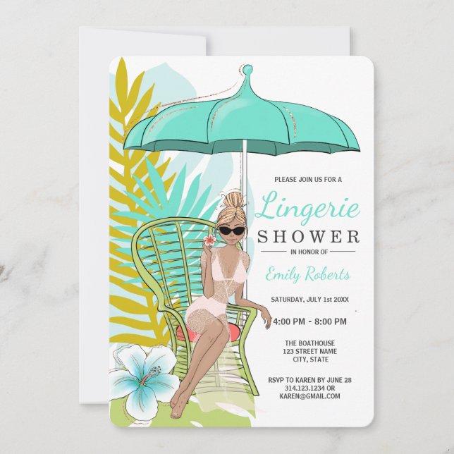 Lingerie Shower Blonde Bride Invitation (Front)
