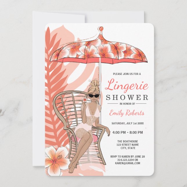 Lingerie Shower Blonde Bride Invitation (Front)