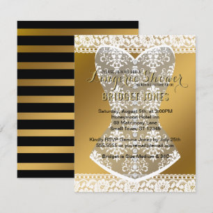 Lingerie Shower Bridal Bachelorette Party Gold Invitation