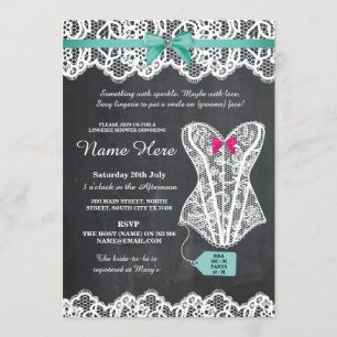 Lingerie Shower Bridal Party Chalk Lace Invite