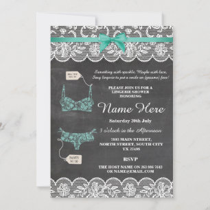 Lingerie Shower Bridal Party Chalk Lace Invite