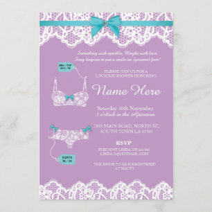 Lingerie Shower Bridal Party Lace Pink Bow Invite