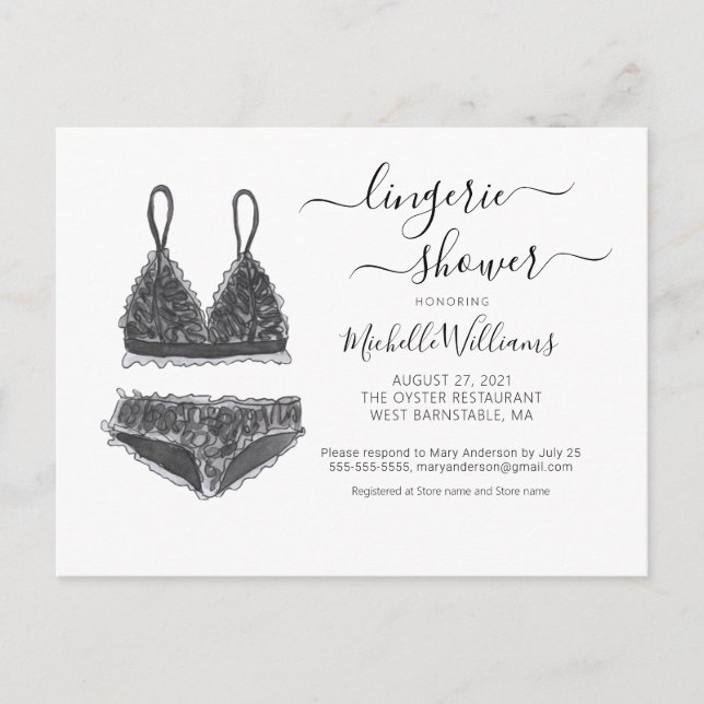 Lingerie Shower Bridal Shower Invitation Postcard (Front)