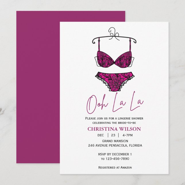 Lingerie Shower  Invitation (Front/Back)