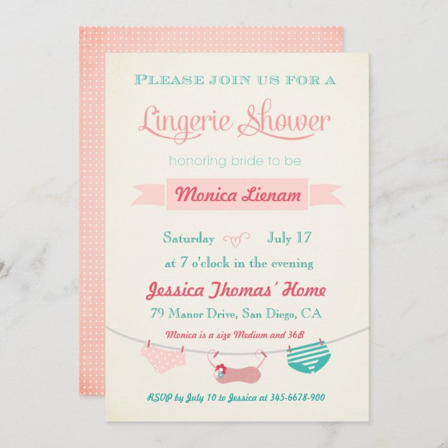 Lingerie Shower Invitation (Front/Back)