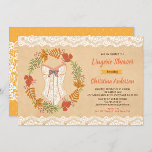 Lingerie shower invitation autumn fall rustic