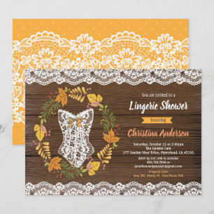 Lingerie shower invitation autumn fall wreath