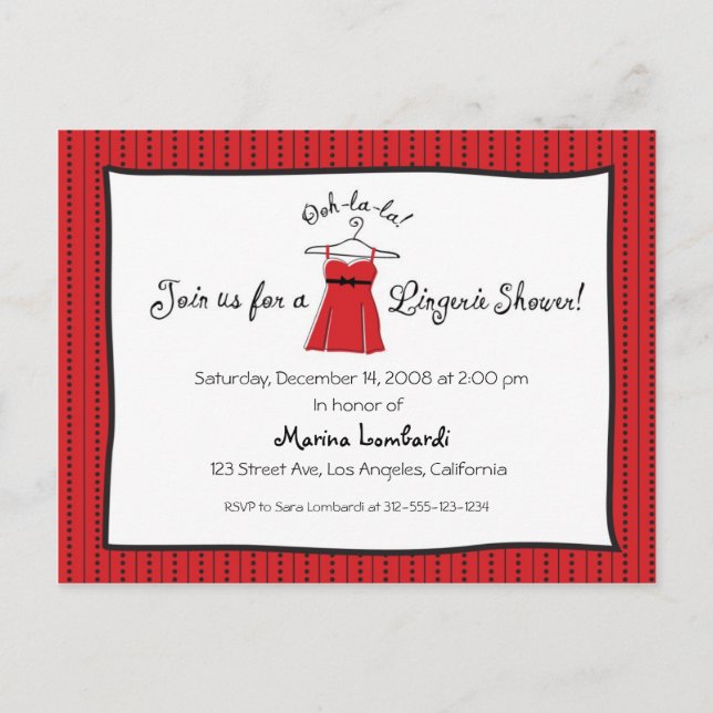 Lingerie Shower Invitation Postcard (Front)