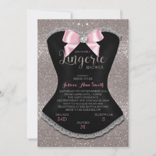 Lingerie shower invitation silver back